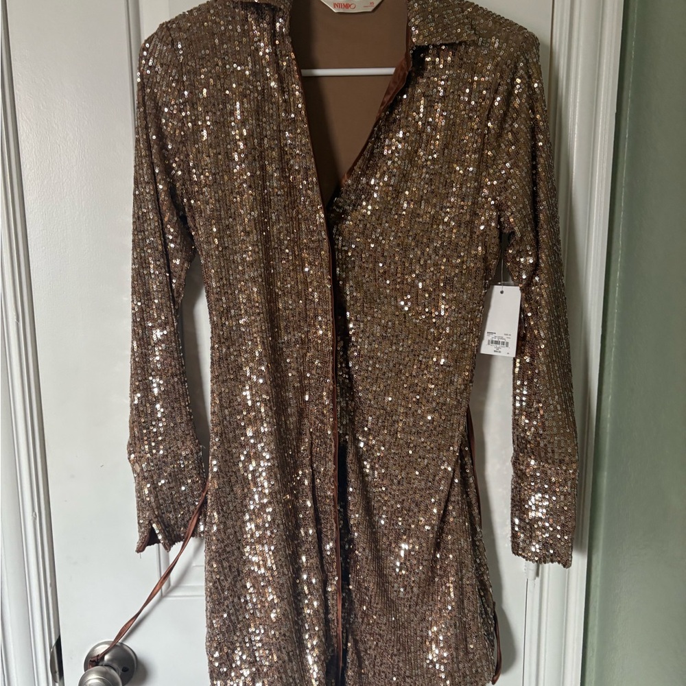 Intempo Shimmering Gold Sequin Dress